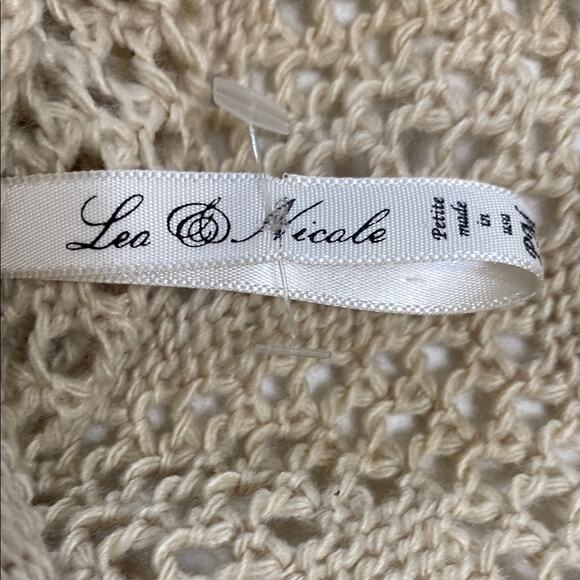 Leo & Nicole Tan Crochet Knit Cardigan - Petite Medium - NWT Orig. $58 - Picture 7 of 10